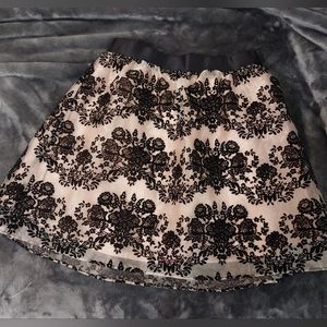 NWT EXPRESS  Poof skirt, black velvet on irridescent gold lace , size Small